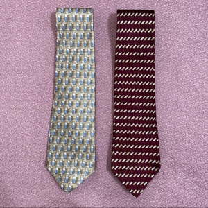 2 Stafford silk ties burgundy tan blue‎